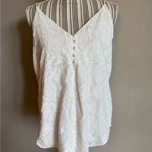 LOFT White Leaf Pattern Blouse